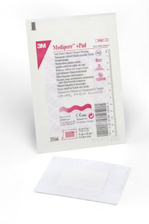 3M Medipore Adhesive Dressing 3-1/2 X 4 Inch Soft Cloth Rectangle White Sterile - 3566
