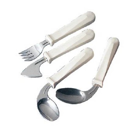 Patterson Medical Supply Easy-Hold Offset Spork Left Hand White Stainless Steel / Polypropylene - 1443