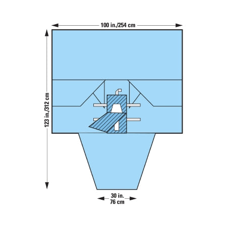 O&M Halyard - Abdominal Drape Laparoscopy / Pelviscopy Drape 100 W X 30 W X 123 L Inch Sterile - 89224