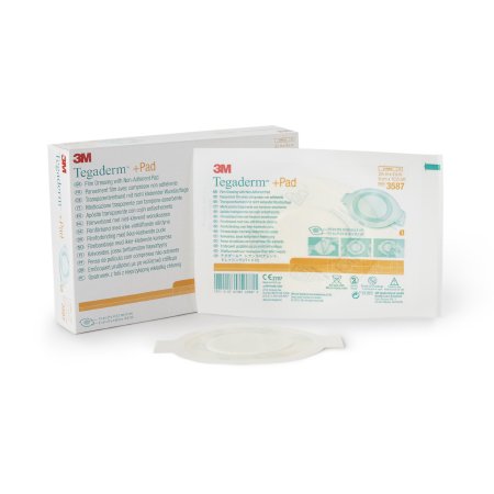 3M Tegaderm - Transparent Film Dressing with Pad Rectangle 3-1/2 X 4 Inch Frame Style Delivery Without Label Sterile - 3587