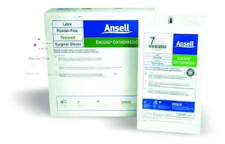 Ansell Encore Orthopaedic Surgical Glove Size 7.5 Sterile Latex Standard Cuff Length Fully Textured Brown Chemo Tested - 5788004