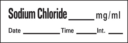 Precision Dynamics TimeMed Pre-Printed Label Timemed Anesthesia Label Sodium Chloride White 1-1/2 X 1/2 Inch - AN-90