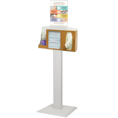 Bowman Manufacturing - Hygiene Dispensing Station Floor Stand Maple / White 18 X 18 X 58.36 Inch ABS Plastic / Steel / PETG Plastic - BD111-0023