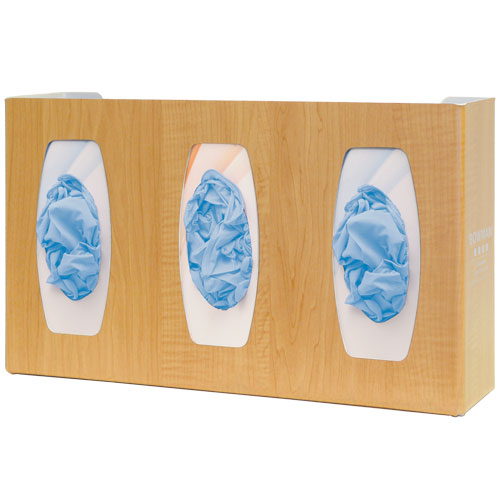 Bowman Manufacturing Signature Series with Dividers Glove Box Holder Horizontal or Vertical Mount 3-Box Maple 4 X 10-1/8 X 17 Inch Plastic - GL030-0223-SIGN