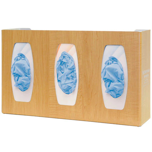 Signature Series with Dividers - Glove Box Holder Horizontal or Vertical Mounted 3-Box Capacity Maple 4 X 10-1/8 X 17 Inch Plastic - GL030-0223