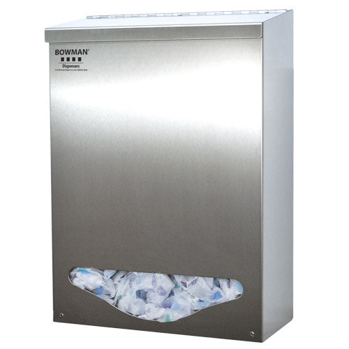 Bowman Manufacturing Bowman PPE Dispenser BOWMAN Silver Stainless Steel Manual Single Bin Wall Mount - BK001-0300
