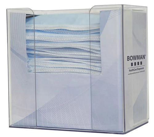 Bowman - PPE Dispenser BOWMAN Wall Mount Clear 4.91 X 7.72 X 8.12 Inch PETG Plastic - FP-022