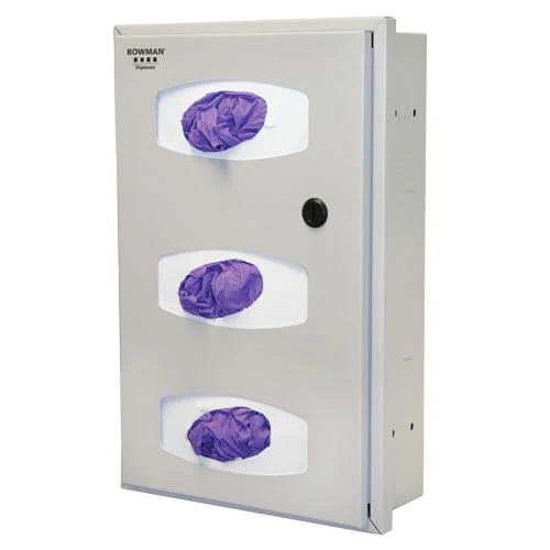 Bowman Manufacturing - Glove Box Holder Wall Mounted 3-Box Capacity Beige 12.34 W X 18.83 H X 4.77 D Inch Powder-Coated Steel - RE301-0012