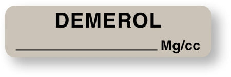 UAL - Drug Label Anesthesia Label Demerol_mg/cc Gray 5/16 X 1-1/4 Inch - ULAM107