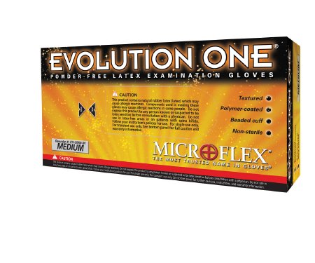 Evolution One - Exam Glove Medium NonSterile Latex Standard Cuff Length Fully Textured White Not Chemo Approved - EV-2050-M