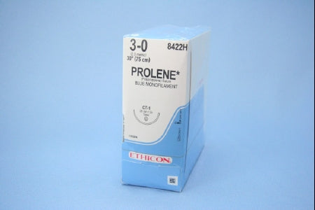 J & J Healthcare Systems Prolene Suture with Needle Nonabsorbable Uncoated Blue Suture Monofilament Polypropylene Suture Size 3-0 30 Inch Suture 1-Needle 36 mm Length 1/2 Circle Taper Point Needle - 8422H