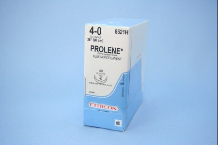 Prolene - Suture with Needle Nonabsorbable Uncoated Blue Suture Monofilament Polypropylene Suture Size 4 - 0 36 Inch Suture Double-Armed 26 mm Length 1/2 Circle Taper Point Needle - 8521H