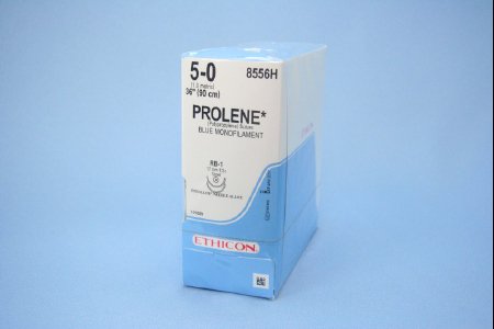 Prolene - Suture with Needle Nonabsorbable Uncoated Blue Suture Monofilament Polypropylene Suture Size 5 - 0 36 Inch Suture Double-Armed 17 mm Length 1/2 Circle Taper Point Needle - 8556H