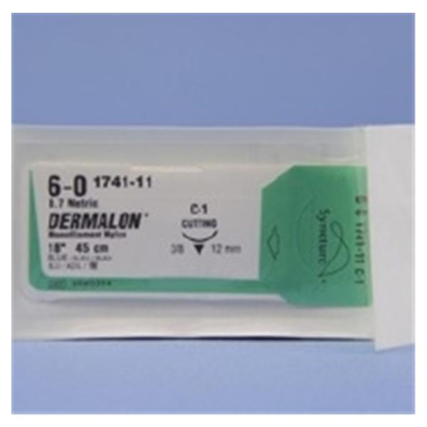 Medtronic MITG-Covidien Suture 6-0 Nylon C-1 Dermalon Blue 18" Monofilament 36/Ca - 8886174111
