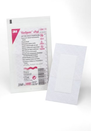 3M Medipore Adhesive Dressing 3-1/2 X 6 Inch Soft Cloth Rectangle White Sterile - 3569