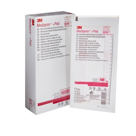 3M Medipore - Adhesive Dressing 3-1/2 X 8 Inch Soft Cloth Rectangle White Sterile - 3570