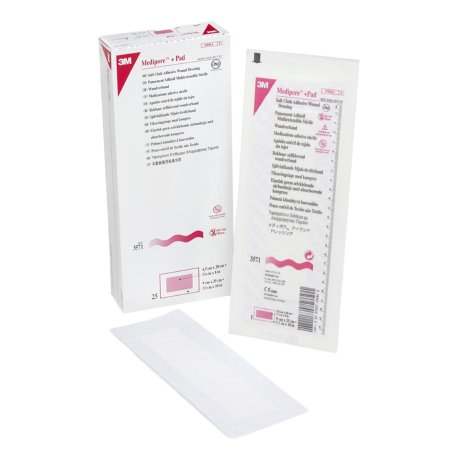 3M Medipore - Adhesive Dressing 3-1/2 X 10 Inch Soft Cloth Rectangle White Sterile - 3571