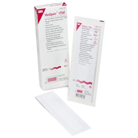3M Medipore - Adhesive Dressing 3-1/2 X 13-3/4 Inch Soft Cloth Rectangle White Sterile - 3573