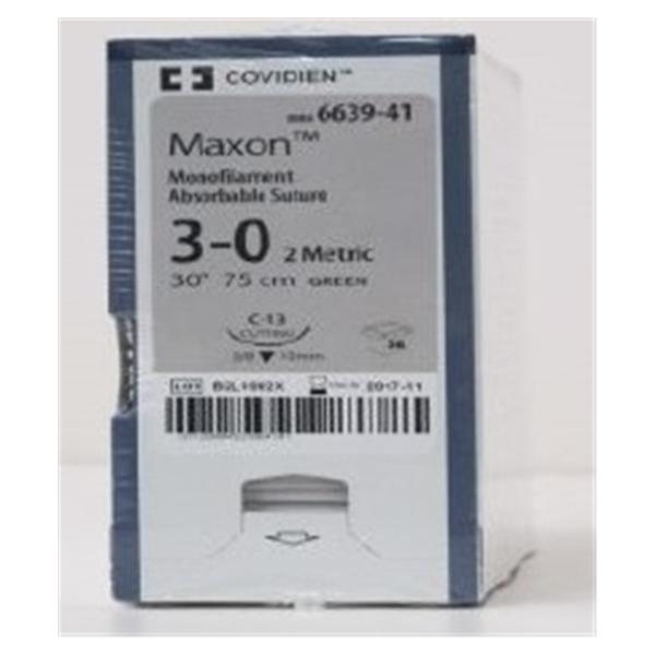 Medtronic MITG-Covidien Suture 3-0 Polyglyconate Copolymer C-13 Maxon Green 30" Monofilament 36/Ca - 6639-41