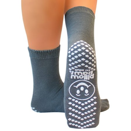 Pillow Paws - Slipper Socks 2X-Large Gray Ankle High - 1098