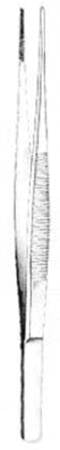 Miltex - Tissue Forceps DeBakey 6 Inch Length OR Grade German Stainless Steel NonSterile NonLocking Thumb Handle Straight Serrated Tip - 24-570
