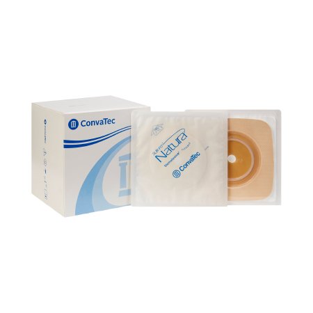 Sur-Fit Natura - Ostomy Barrier Trim to Fit, Standard Wear Stomahesive Tan Tape 57 mm Flange System Hydrocolloid 1-3/8 to 1-3/4 Inch Opening 5 X 5 Inch - 125265