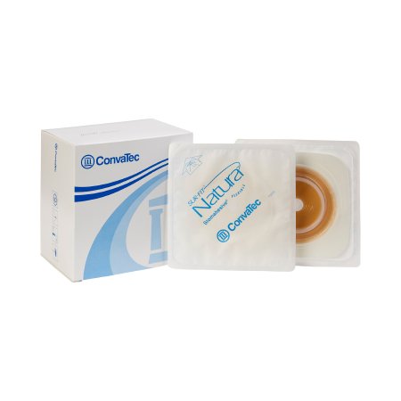 Sur-Fit Natura - Ostomy Barrier Trim to Fit, Standard Wear Stomahesive White Tape 45 mm Flange System Hydrocolloid Up to 1 to 1-1/4 Inch Opening 4 X 4 Inch - 125259