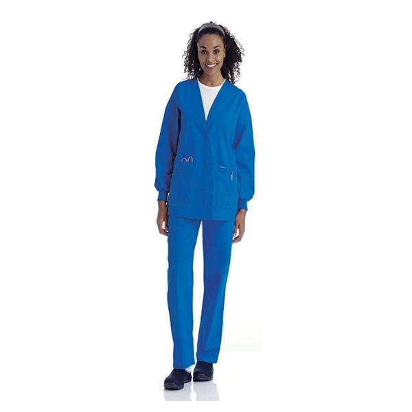 Landau Uniforms Cardigan Warm-Up 65% Polyester / 35% Cotton Womens Royal Blue Xl 5 Pockets Ea - 7535-BEP-XLG