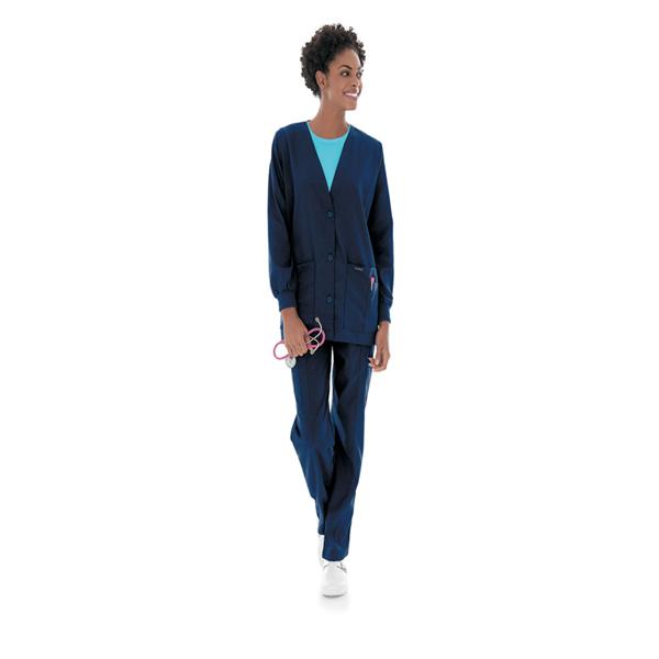 Landau Uniforms Cardigan Warm-Up 65% Polyester / 35% Cotton Womens Navy X-Large 5 Pockets Ea - 7535-BNP-XLG
