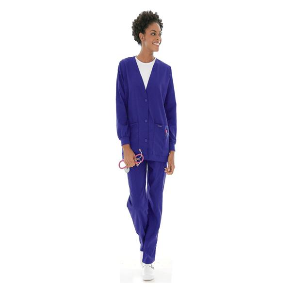 Landau Uniforms Cardigan Warm-Up 65% Polyester / 35% Cotton Womens Grape 4X Large 5 Pockets Ea - 7535-RPP-4XL