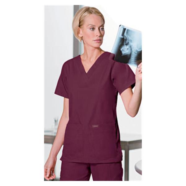 Landau Uniforms Shirt Scrub 8219 Womens X-Small Wine Ea - 8219-RWP-XSM