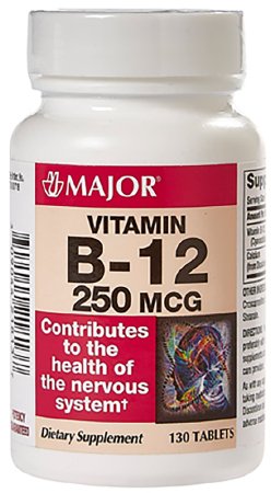 Major Pharmaceuticals Major Vitamin Supplement Vitamin B12 250 mcg Strength Tablet 130 per Bottle - 904421813