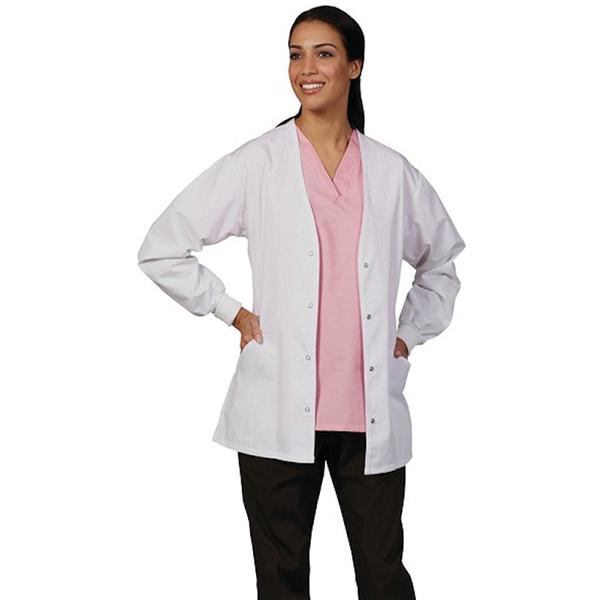 Fashion Seal Jacket Cardigan 65% Polyester / 35% Cotton Womens White X-Small 2 Pockets Ea - 7364-XS