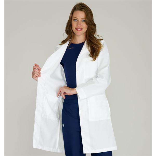 White Swan Uniform. Lab Coat 80% Polyester / 20% Cotton Meta Fundamentals Womens White Sz 2 37 In Ea - 1964-011-2