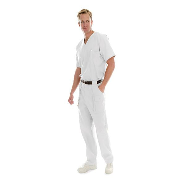 Landau for Men (R) Shirt Scrub 7594 Mens Small White Ea - 7594-WWY-SML