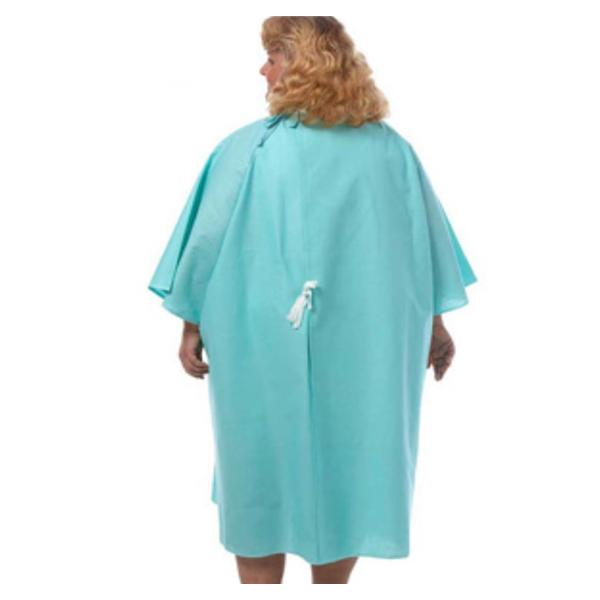 Fashion Seal Gown Patient Polyester / Cotton Sheeting 1Sz 47" Unsx Aqu Bck Ovrlp Adlt Ea - 734-NS