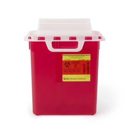 BD - Sharps Container 16-3/5 H X 10-7/10 W X 6 D Inch 3 Gallon Red Base / Pearl Lid Horizontal Entry Counter Balanced Door Lid - 305436