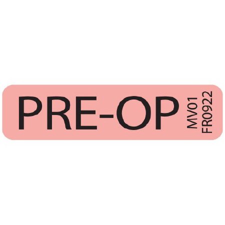 MedVision - Pre-Printed Label Auxiliary Label Red Paper PRE-OP Black Safety and Instructional 5/16 X 1-1/4 Inch - MV01FR0922