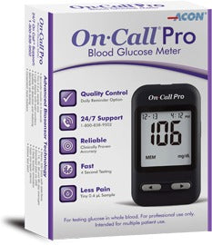 Acon Laboratories On Call Pro Blood Glucose Meter 4 Seconds Stores Up To 300 Results Automatic Coding - 755818