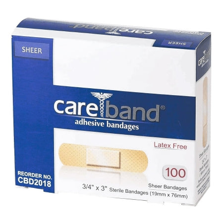 Careband - Adhesive Strip 3/4 X 3 Inch Plastic Rectangle Sheer Sterile - CBD2018-012-000