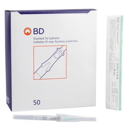 Insyte Autoguard - Peripheral IV Catheter 18 Gauge 1.16 Inch Retracting Safety Needle - 381444