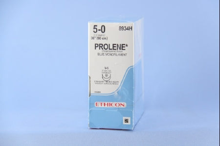 Prolene - Suture with Needle Nonabsorbable Uncoated Blue Suture Monofilament Polypropylene Suture Size 5 - 0 36 Inch Suture Double-Armed 17 mm Length 1/2 Circle Taper Cut Needle - 8934H