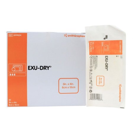 EXU-DRY Anti-Shear - Super Absorbent Dressing 3 X 4 Inch Polyethylene / Rayon / Cellulose Rectangle Sterile - 5999034