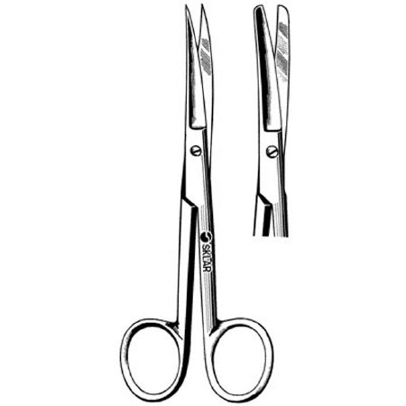 Sklar - Operating Scissors 4-1/2 Inch Length OR Grade Stainless Steel NonSterile Finger Ring Handle Curved Blunt Tip / Blunt Tip - 15-2045