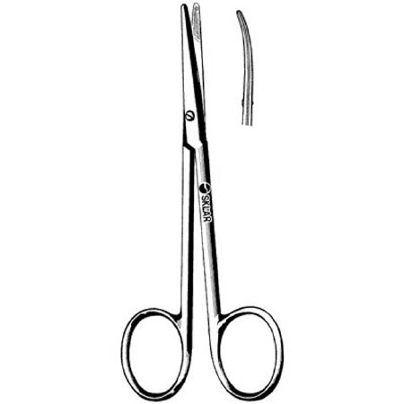 Sklar Sklar Strabismus Scissors 4-1/4 Inch Length OR Grade Stainless Steel NonSterile Finger Ring Handle Curved Blunt/Blunt - 64-1542