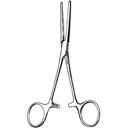 Sklar - Hemostatic Forceps Rochester-Carmalt 6-1/4 Inch Length Surgical Grade Stainless Steel NonSterile Ratchet Lock Finger Ring Handle Straight - 17-1062