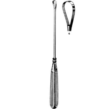 Sklar Sklar Uterine Curette Sims 11 Inch Length Single-ended Hollow Handle with Grooves Size 6, 13 X 23 mm Tip Sharp Teardrop Loop Tip - 90-5426