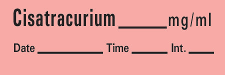 Precision Dynamics TimeMed Pre-Printed Label Timemed Anesthesia Label Rocuronium Fluorescent Red 1-1/2 X 1/2 Inch - AN-161