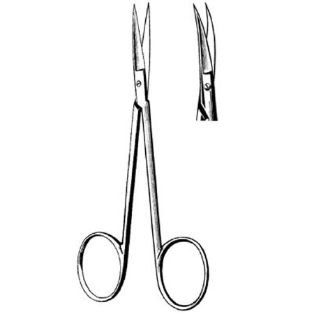 Surgi-OR - Iris Scissors 4-1/2 Inch Length Office Grade Stainless Steel NonSterile Finger Ring Handle Curved Sharp Tip / Sharp Tip - 95-109