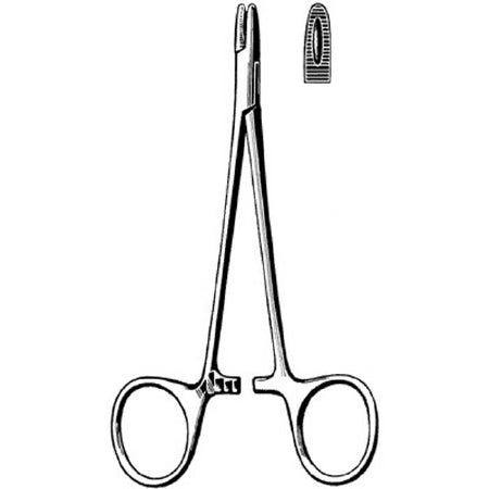 Sklar Surgi-OR Needle Holder 4-3/4 Inch Straight Serrated Tip Finger Ring Handle - 95-826